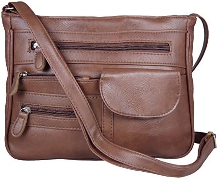 Hey Hey Handbags - Small / Medium Across Body Handbag with Compartments, Colour : Darkish Tan
