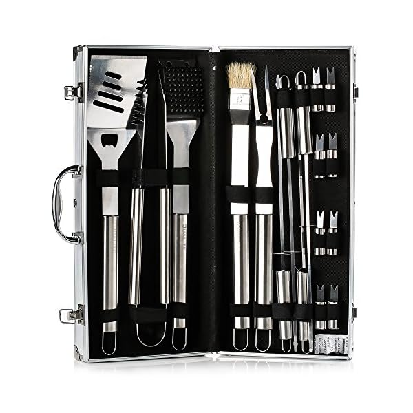 IBUYTOP BBQ Grill Werkzeug Set Grill Grill Utensilien Outdoor Grill Edelstahl Zubehör Grillen Tool Kit in Tragetasche (17-teilig)