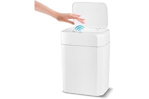 Gaethra 16 l papperskorg med sensor, automatisk pekfri papperskorg med hand- och knäsensor, snabb reaktion, tyst, lätt att re