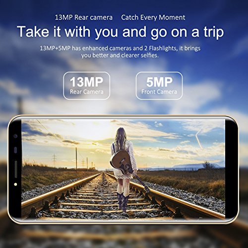 OUKITEL C8 4G Smartphone Ohne Vertrag 5,5 Zoll (18:9 VerhÃ¤ltnis Vollbild) 2.5D HD IPS Android 7.0 Dual SIM MT6737 Quad Core 2GB RAM+16GB ROM 3000mAh 13MP+5MP Kameras Fingerabdruck(Golden)