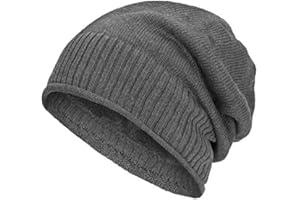 Compagno Bonnet Homme Hiver Beanie avec Doublure Chaude Motif Moderne Fine Maille Laine Polaire Doux