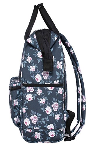 HotStyle DISA Fashion Blumen Damen Laptop Rucksack 14 zoll  44x27x17cm  - Rose Grau
