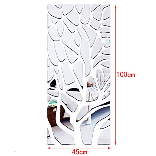 Wand Tattoo, Wuiyepo 3D Spiegel Wand Aufkleber Wohnkultur Spiegel Aufkleber Dekor für zu Hause Hotel Wohnzimmer Umkleideraum Badezimmer Dekor - 2