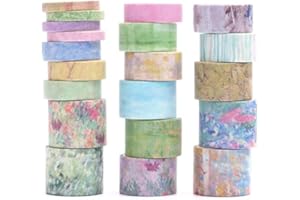 KAVI' S 20 rollos Washi Tape Set, Cinta Vintage Adhesivo Decorativo Obra de Arte Inspirada Hoja de Oro Masking Tapes para Artes, Bullet Journal, Scrapbooking, Bricolaje (Silence in Paintings)