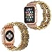 Produktbild Apple Watch Armand 38mm,lala Pink Mode Vintage Handgefertigte Edelstein Uhrenarmband Elastischer Ersatz Uhrenarmband Armband Strap für Apple Watch Series 1, Series 2, Series 3 (Gold)