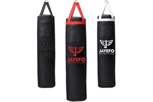Jayefo Sports Punching Bag - Hanging Boxing Bag for MMA, Karate, Judo, Muay Thai, Kickboxing, Self Defense Training for Training at Home or Gym - Unfilled Heavy Bag 70 to 100 lbs - Black