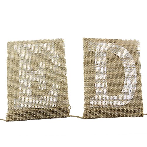 PsmGoods® Vintage-Just Married Jute Leinwand Flaggen-Fahnen hessische Flagge für Hochzeit Dekoration-weiße Spitze - 7