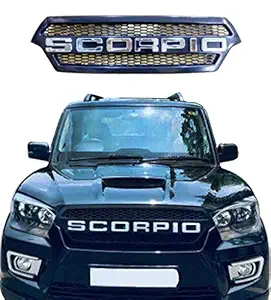 CAR SAAZ Raptor Style Alpha Front Grill Silver Compatible with Scorpio Type 4(2018-Present)