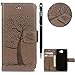Produktbild WIWJ Schutzhülle für Huawei Y5 II Handyhülle Leather Case für Y5 II Hülle [Gedrucktes Muster Baum und Eule Handyhülle]Hülle für Huawei Y5 II-Grau