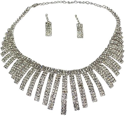 Jewellery Set Bridal Crystal Rhinestone Necklace Earring Wedding