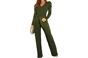 Coloody Femmes Combinaison Manches Courtes Barboteuse Jumpsuit Élégant Pantalon Loose Casual Combishort avec Ceinture
