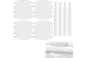ZKSXOA Juego de 8 láminas Protectoras universales para el Mango de la Puerta del Coche, con raspador para los agarradores/agarraderas, Transparentes