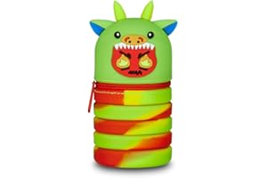 Mitama Portapenne Scuola Allungabile Bambini - Astuccio Multicolore Dragon - Apertura con Zip, Salva Spazio