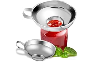 Imbuto Marmellata Acciaio Inox a Bocca Larga, AOBETAK 4in 6in Grande Cucina Imbuti Metallo Con Manico Per Olio Liquido Marmellata Grande E Piccolo, Adatto per Barattoli e Vasetti, Argento