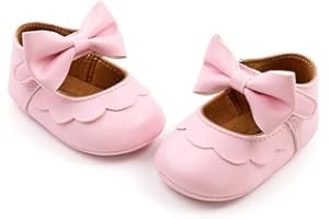 MAHUAOYIXI Scarpe Neonati in Pelle Tinta Unita Scarpe da Bambine Primo Passo Scarpe Festa Passeggio all 'aperto Autunno Scarpe Battesimo Neonata Bambina Elegante con Fiocco