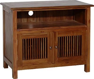 MACABANE Nomades Design 500660 Meuble TV avec 2 Portes persiennes Teck 44 x 80 x 66 cm