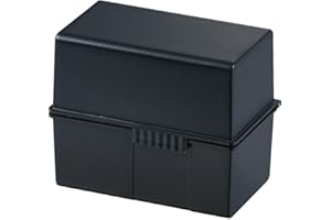 HAN Pudełko na fiszki DIN A6 poziome – innowacyjne, atrakcyjne wzornictwo, na 400 fiszek ze stalowym zawiasem, czarne, 976-13, 1 sztuka