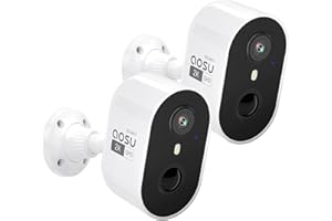 AOSU Security Camera Outdoor Wireless - 2K WiFi Battery Powered Cameras, Rechargeable Indoor Outdoor Home Surveillance, AI Motion Detection, Front Door Monitoring, Alexa Compatible (2 Pack)