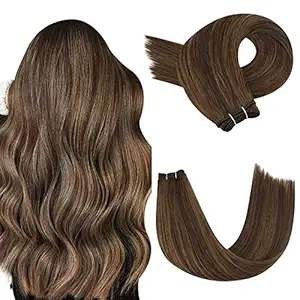 Youngsee Remy Brazilian Hair Bundles Human Hair Extensions 22inch Dark Brown with Light Brown Dip Dyed 1 Bundle Sew in Human Hair Weave 100g/set: 22, Dark Brown with Light Brown
