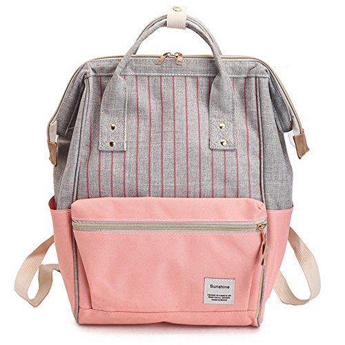 Preisvergleich Produktbild Rucksack Mädchen Canvas Schule Tasche College Schulrucksack Teenager Damen Pink