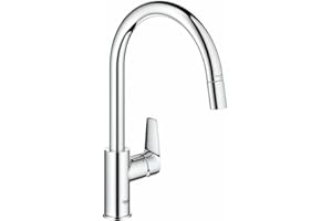 GROHE Start Edge 30550000 bateria kuchenna z wyciąganą wysoką wylewką, kształt C, obracana o 360°, instalacja QuickFix, ekologiczny ogranicznik przepływu, chrom