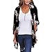 Produktbild MERICAL Frauen Chiffon Lose Schal Print Kimono Cardigan Top Cover up Bluse Beachwear(L,Schwarz)