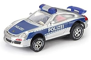 Darda 50341 Darda Auto Porsche GT3 Police Blue/Silver Macchina da corsa con motore pull-back intercambiabile Veicolo a carica per bambini dai 5 anni in su Macchina a carica per i circuiti di Darda