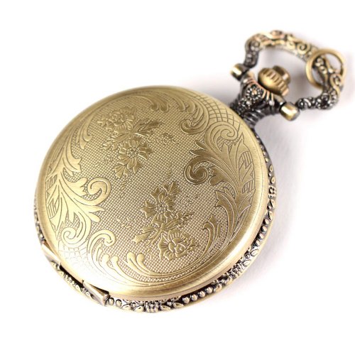 YESURPRISE Taschenuhr Blumen Quarz Uhr Taschenuhr Halskette Kette Schmuck Bronze Farbe Geschenk Xmas Gift pocket watch