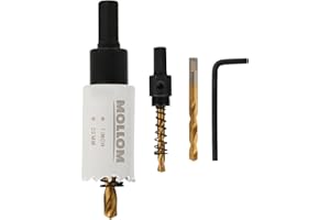 MOLLOM (25mm | 1") Scie-cloche bimétal HSS M42 avec 8% de cobalt avec 2 forets pilotes et mandrin, coupe lisse pour PVC, plaque de plâtre, bois, plastique, plaque de plâtre, caoutchouc