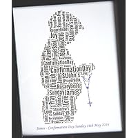 Die erste heilige Kommunion des neuen personalisierten Jungen oder Bestätigungs-Wort-Kunst-Entwurf (A) Präsentiert in 8