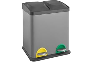 SVITA TC2X15 Lot de 2 poubelles de cuisine à pédale Gris 30 l 2 x 15 l