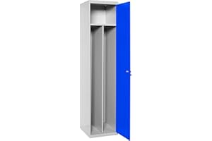 Simon Rack Taquillas Vestuario Metalicas, 1 Puerta, Incluye Llave, Profesional, Doble Compartimento, 1800x500x500 mm, Gris/Azul - Simonlocker