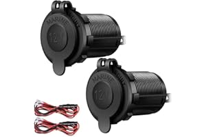 Hoembpn 2 Pack Cigarette Lighter Socket Waterproof,12V/24V Lighter Socket Plug Replacement with 10A Fuse,Car Charger Power Outlet Adapter for Car Marine Motorcycle ATV RV