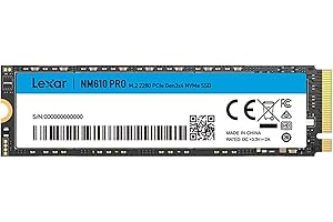 Lexar NM610PRO SSD 500GB, M.2 2280 PCIe Gen3x4 NVMe 1.4 SSD Interno, Fino a 3300MB/s in Lettura, 3D NAND Flash Unità a Stato Solido Interna per Laptop, Computer Desktop, PC
