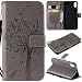 Produktbild Artfeel Flip Brieftasche Hülle für iPhone XS, iPhone XS PU Leder Grau Hülle Geprägt Baum Schmetterling Blume Muster,Bookstyle mit Kartenfächer Magnetisch Stand Handyhülle