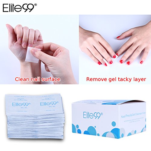 Elite99 50/100pcs Cleaning Cotton Pads Nail Prep & Gel Cleanser Wipes Clean Nail Surface Sticky Residue Remover Gel Shine UV/LED (50pcs)
