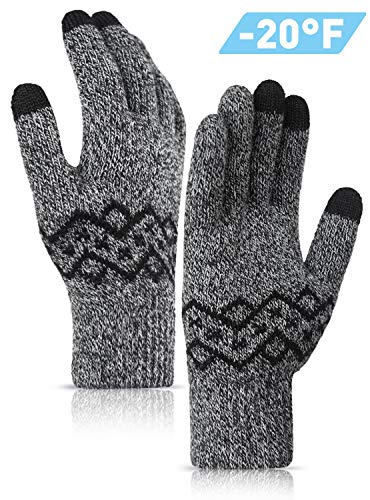 TRENDOUX Handschuhe Herren, Winterhandschuhe Damen Touchscreen - Warm Gefüttert - Verdickt Dehnbares Material - Elastische Manschette - Stricken Winddicht Handschuhe Sehr Für Smartphone - Schwarz M