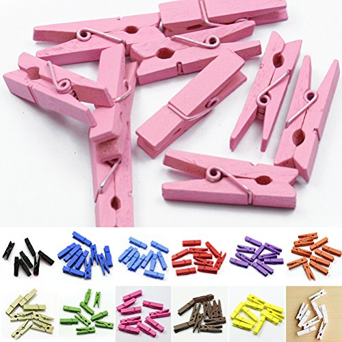 20 Stück 35mm Mini Holz Foto Papier Pegs Deko Holzklammern Wäscheklammer Kleidung Pin Clips-Weiß - 4