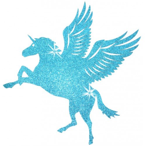 Stoff Glitzer Kleine Einhorn Flügel Pferd blau Bügelbild DIY Bling Patch-T-Shirt Transfer