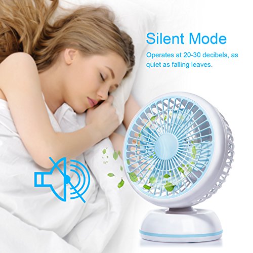 E-PRANCE USB Ventilator Tischventilator Mini Fan, Kraftvoller und Geraüscharmer, 360°/30°Winkel Drehbar mit einziehbarem USB-Kabel, 2 Geschwindigkeitsstufen,ideal für Büro Schreibtisch und Kinderzimmer,WEEE Zertifiziert,Weiß - 6