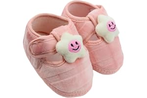 Neska Moda 6 To 12 Months Baby Boys & Girls Velvet Cute Star Face Lace Booties -BT4905