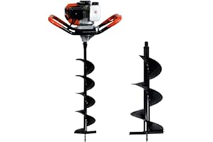 GT GARDEN Taladro de Tierra ahoyador de Gasolina 52 cm3, 3 HP + Juego de 2 Brocas (150 y 250 mm)