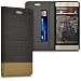 Produktbild kwmobile Flip Hülle Case für Huawei G Play Mini - Schutzhülle Cover Bookstyle aus Kunstleder und Textil in Anthrazit Braun