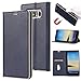 Produktbild GHC Taschen & Hüllen, für Samsung Galaxy Note 8, Luxus Slim Magnetverschluss Muster Einfarbig PU Leder Flip Folio Stand Case Cover mit Kartensteckplatz ( Color : Blue )