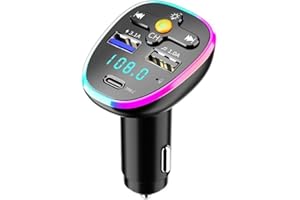 4T4+ Bluetooth 5.3 FM Transmitter for Car Universal Car Charger with Dual USB & 20W PD Charging Bluetooth Wireless Radio Adapter Car Kit Car Charger MP3 Player Hands-Free Calling, Support TF Card & Disk