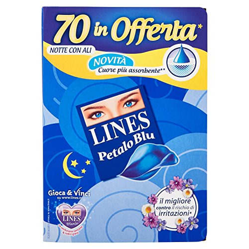 70 compresas de noche Lines Petalo Blu Quadripack