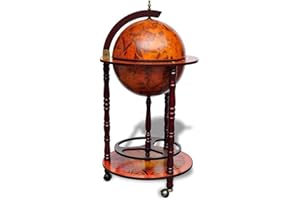 vidaXL Mueble Bar para Bebidas con Forma de Bola del Mundo Minibar Armario de Globo Terráqueo Clásico Vino Decoración de Madera de Eucalipto