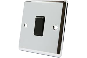 ALLIANCE ELECTRICAL AET CPC1GSWIBL Polished Chrome Classical Black Insert Plastic Rocker Switch-10 Amp Single 1 Gang 2 Way Light Switch, 240 V