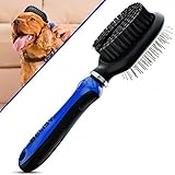 Hundebürste/Katzenbürste von BELISY – professionelle Fellpflege für Hund & Katze – Doppelseitig & flexibler Griff - Unterwolle & Verfilzungen kinderleicht entfernen – Hundekamm – Katzenkamm – Fellbürste – für Kurzes, Mittleres & Langhaar – Unterfellbürste – Fellstriegel – inkl. wichtiger Fell-Pflege Tipps für Dein Tier (Blau)