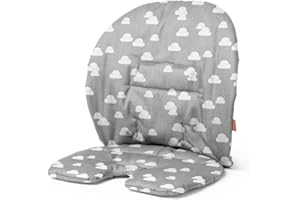 Stokke Steps Baby Set Cushion, Grey Clouds - Comfortable Accessory for Steps Baby Set - Soft, Easy-to-Clean, Water-Repellent Material - Machine-Washable Cotton
